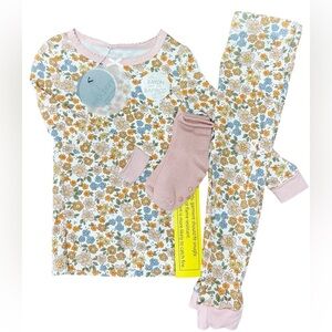 🌸 Milkberry Bamboo Neutral Florals Pajama Set 12M NWT